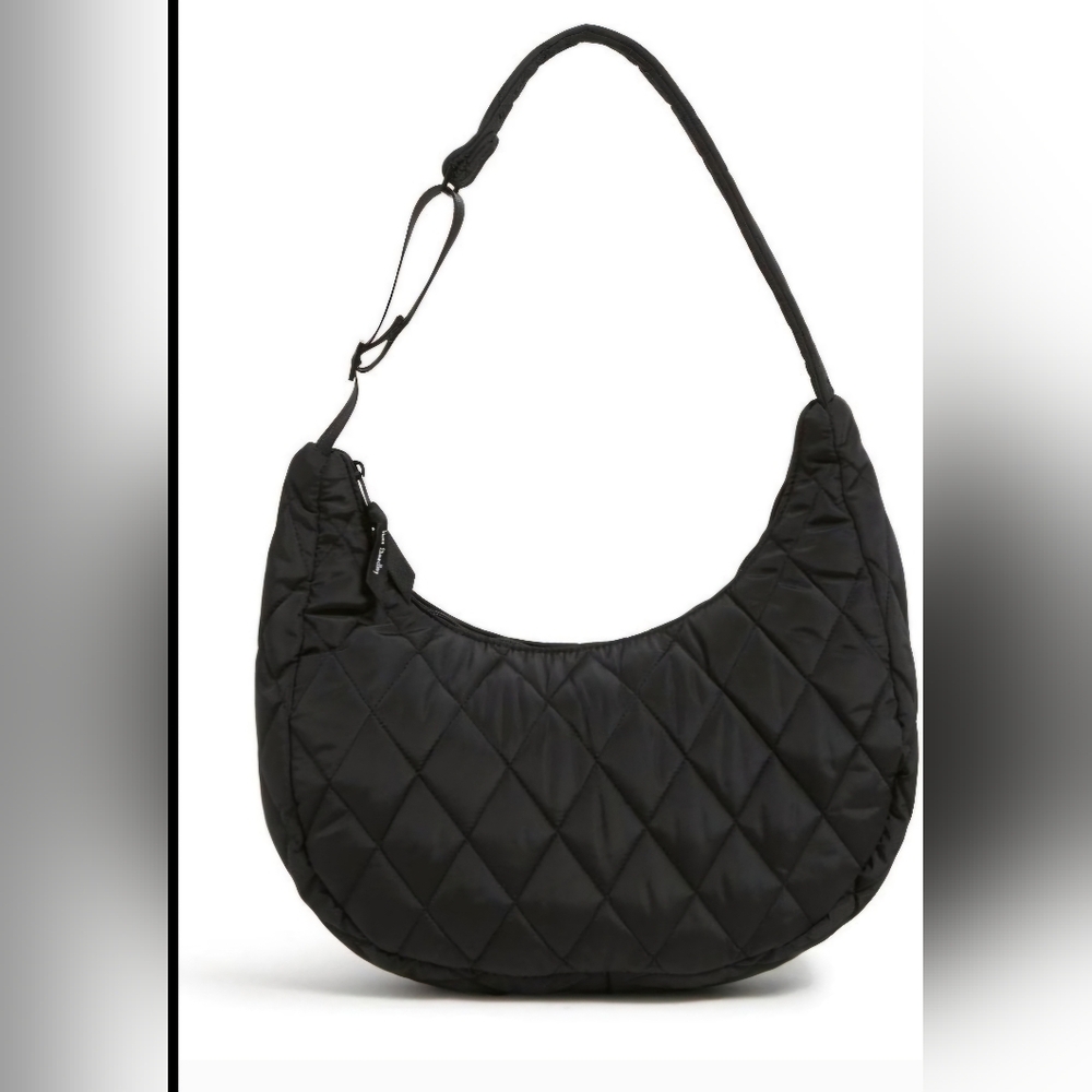 Vera Bradley Black Quilted Shoulder Bag with Diamond Pattern